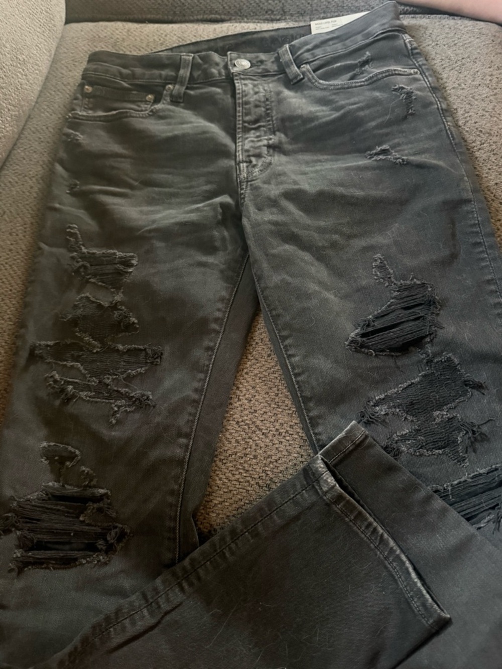 American Eagle Outfitters Black Distressed Skinny Jeans - Picture 3 of 5